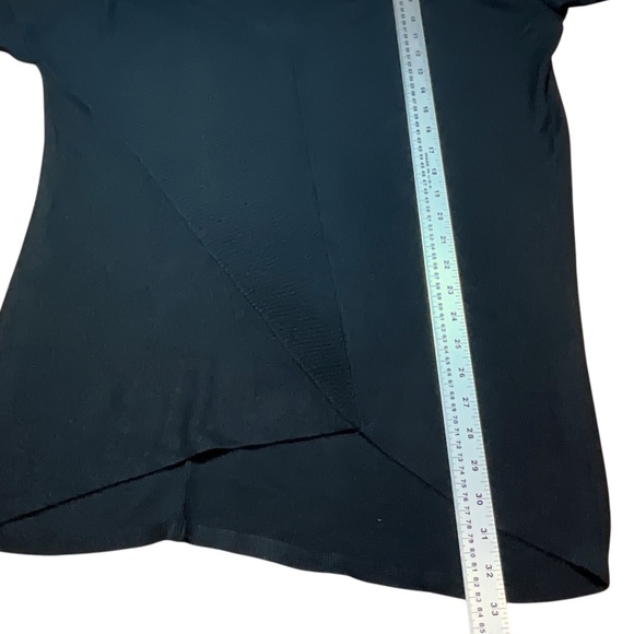 LINE KNITWEAR Modal Cashmere Blend Black Vee Neck Sweater Drop Shoulders US Sz S - Picture 6 of 8